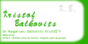 kristof balkovits business card